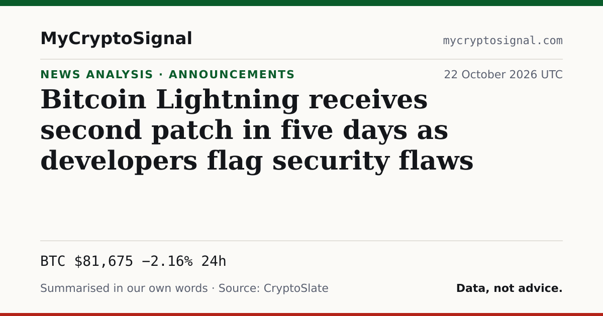 Bitcoin Lightning receives second patch in five days as developers flag security flaws